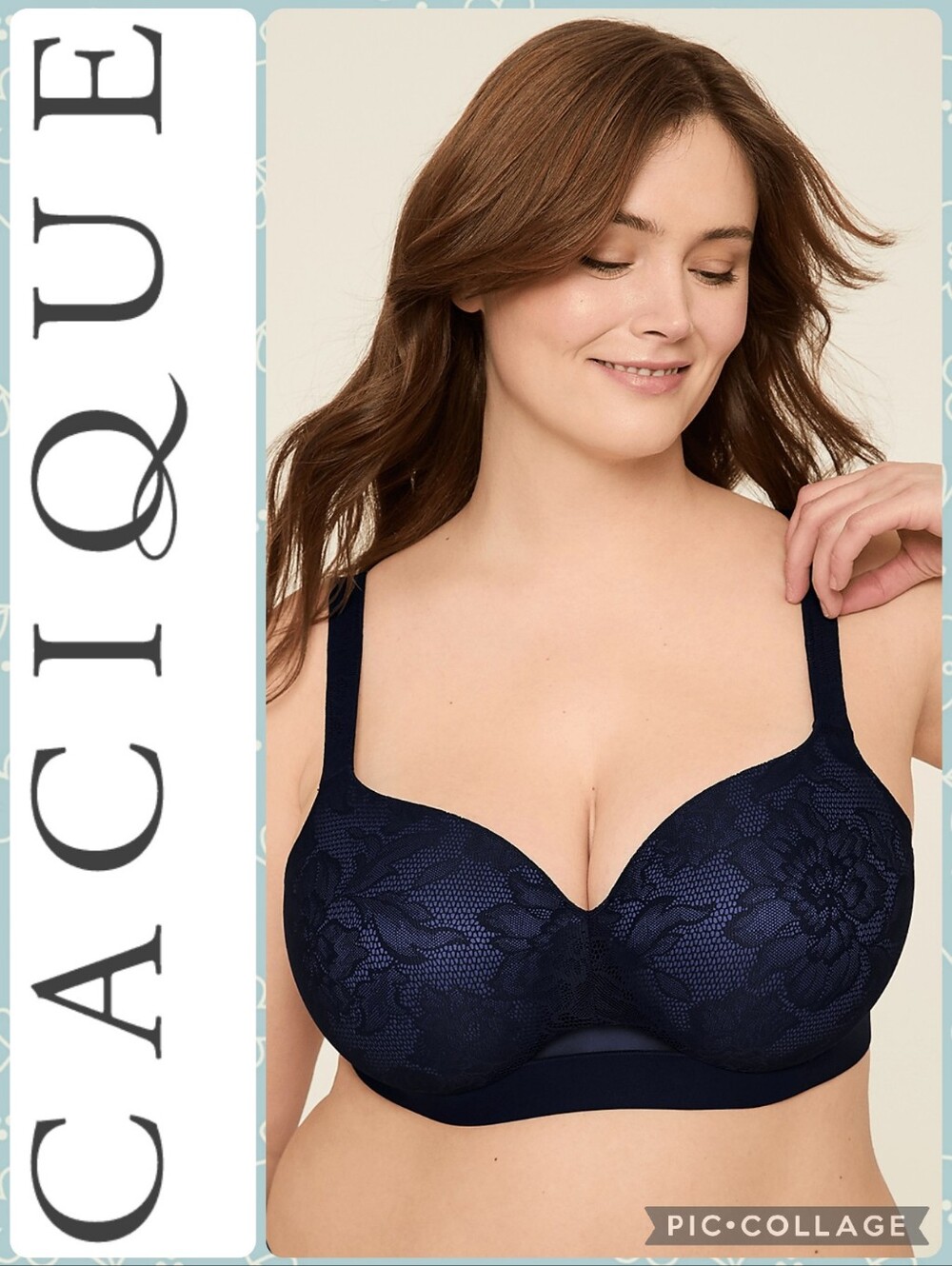 Cacique 40K Comfort Bliss Lightly Lined Balconette Bra With Lace - Maritime Blue